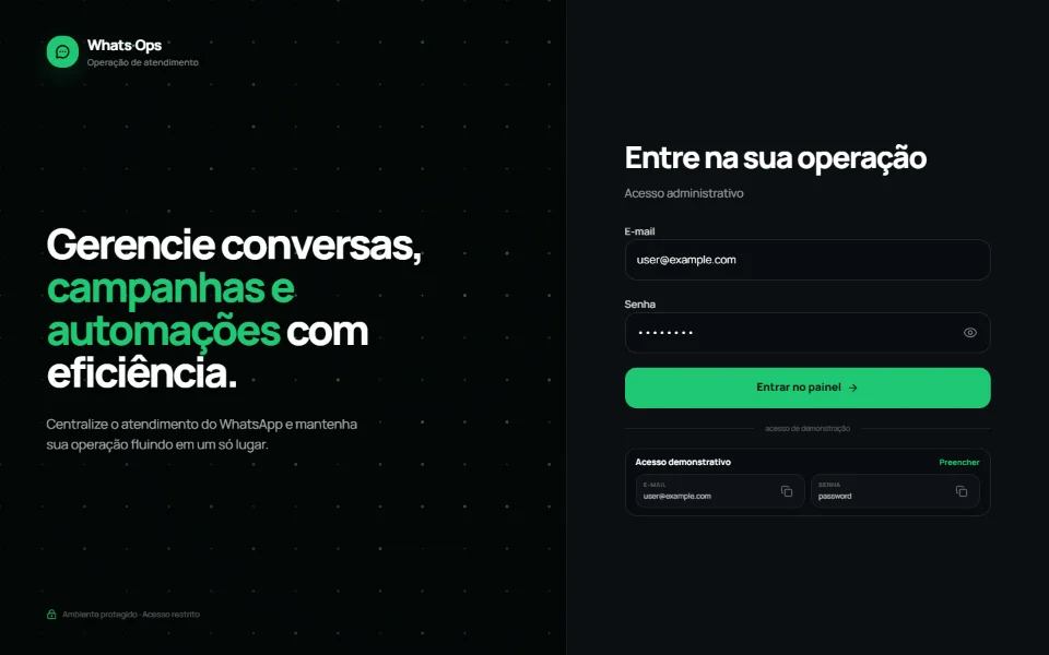 Tela de acesso do Chatflow Insights